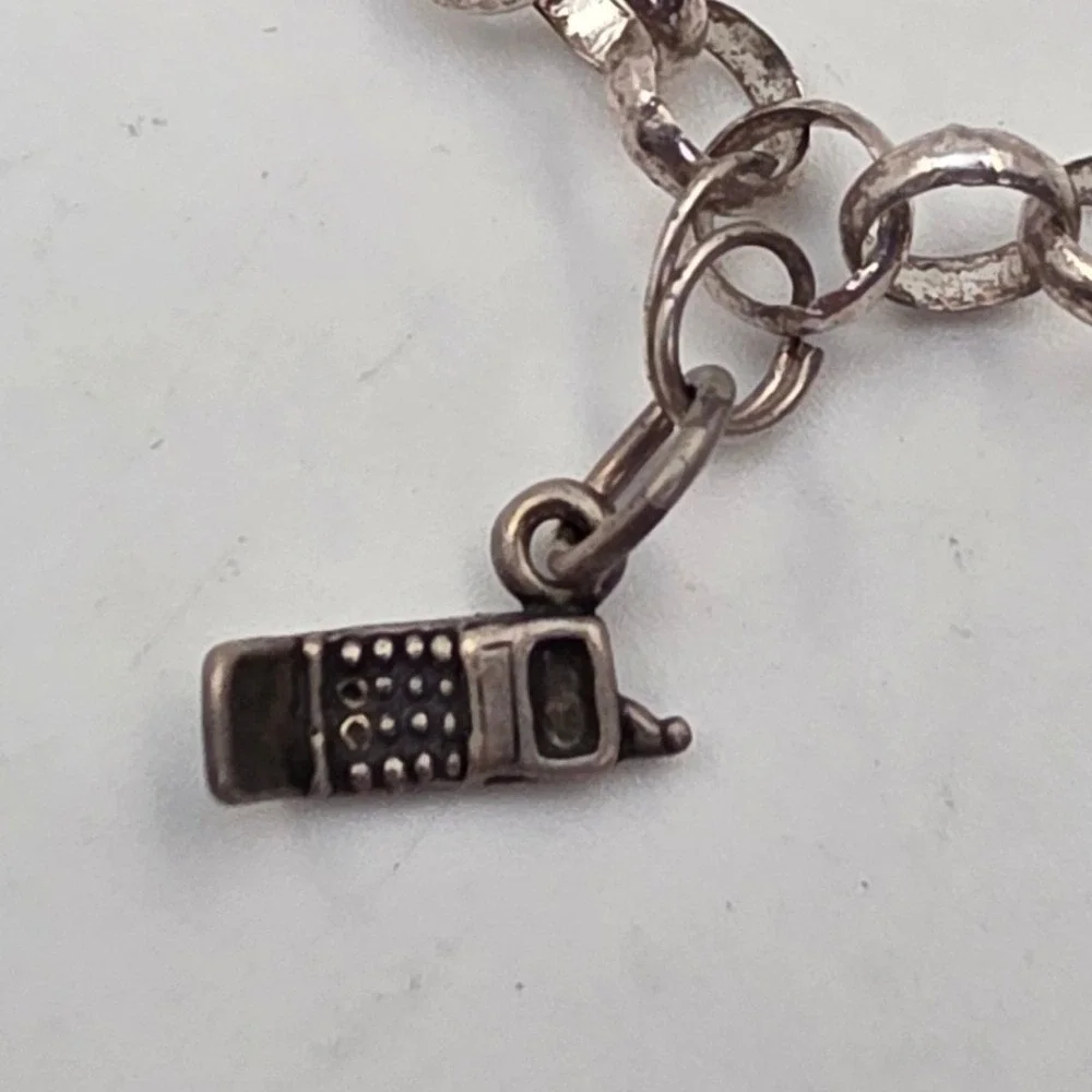 Sterling Silver 925 Charm Bracelet Sweet 16 Daughter Cheerleader Cell Phone 9.9g